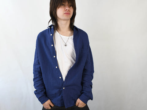 RELAXED LINEN SHIRT. JAPAN BLUE