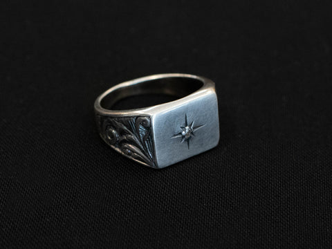 Square Signet Ring. 925 SILVER