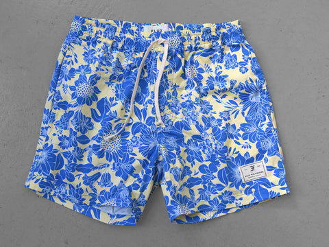 BLUE FLORAL. COTTON SHORT