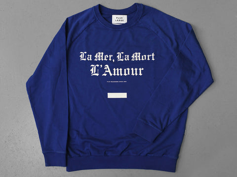 LA MER, LA MORT, L'AMOUR. COBOLT BLUE.